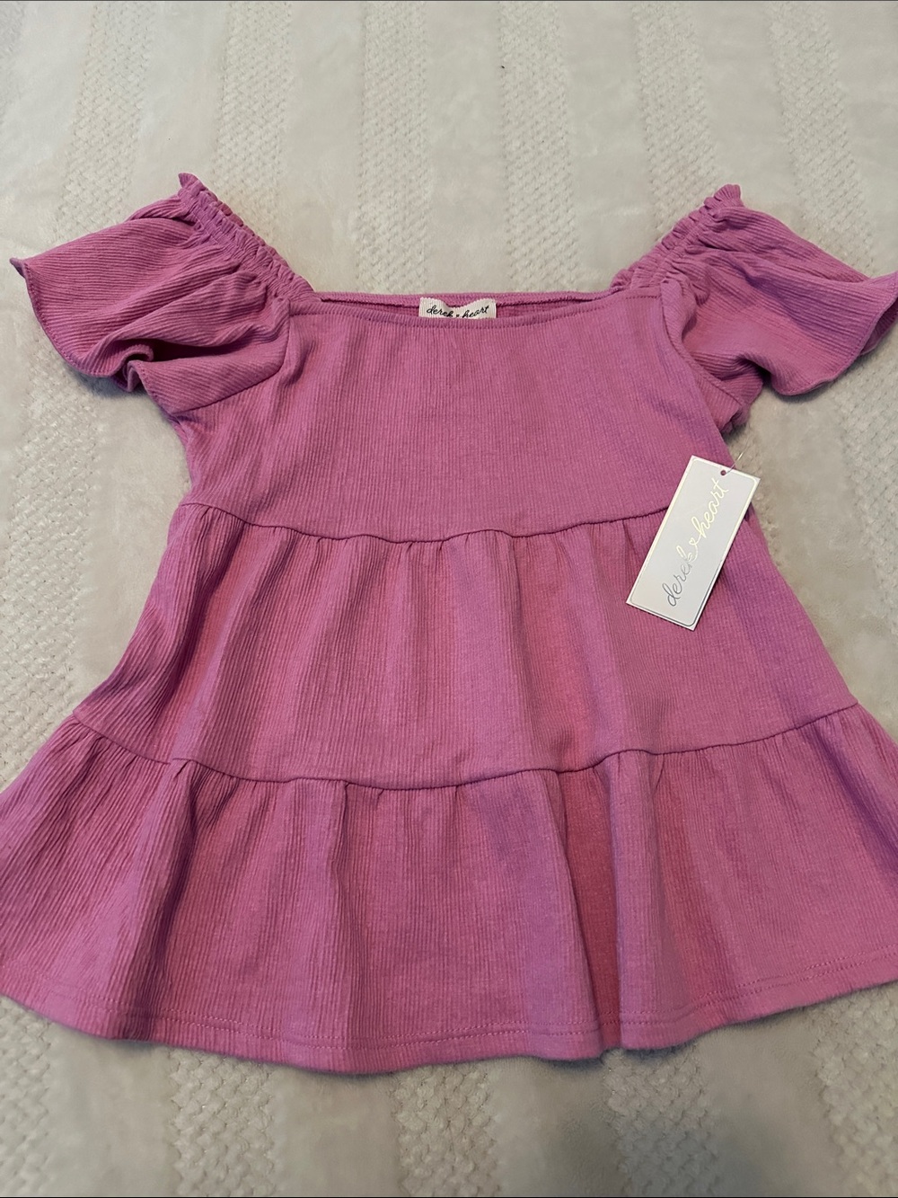 Kids 10/12 Derek Heart bubblegum pink Tiered Flutter Sleeve Top